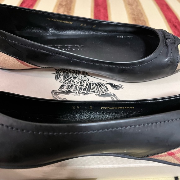 BURBERRY AUTHENTIC HAYMARKET YATES COATED CANVAS LEATHER BALLET… - Picture 10 of 17